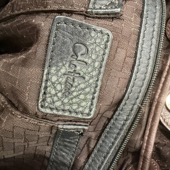 Cole Haan Black Brown Pebbled Leather Tassel Drawstring Bucket Bag Purse - Picture 8 of 12